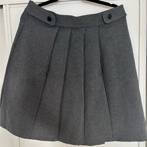 Gray knee length schoolgirl skirt
